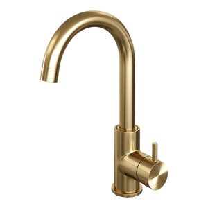 Brauer Edition Hoge Opbouw Wastafelkraan met Draaibare Ronde Uitloop - Model B - Geborsteld Goud