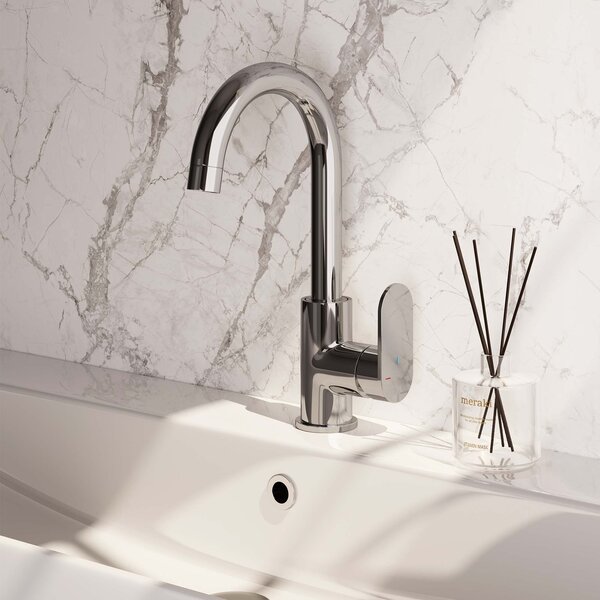 Brauer Brauer Chrome Edition Opbouw Wastafelmengkraan met Draaibare Uitloop - Rond - Hoog - Hendel Model C - Chroom