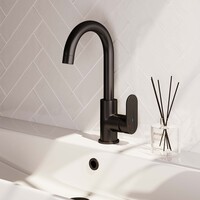 Brauer Brauer Black Edition Opbouw Wastafelmengkraan met Draaibare Uitloop - Rond - Hoog - Hendel Model C - Mat Zwart