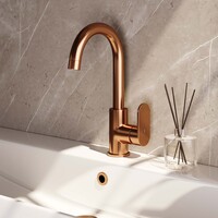 Brauer Brauer Copper Edition Opbouw Wastafelmengkraan met Draaibare Uitloop - Rond - Hoog - Hendel Model C - PVD - Geborsteld Koper