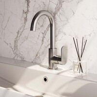 Brauer Brauer Brushed Edition Opbouw Wastafelmengkraan met Draaibare Uitloop - Rond - Hoog - Hendel Model C - PVD - Geborsteld RVS