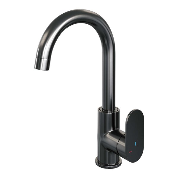 Brauer Brauer Gunmetal Edition Opbouw Wastafelmengkraan met Draaibare Uitloop - Rond - Hoog - Hendel Model C - PVD - Geborsteld Gunmetal