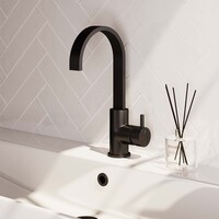 Brauer Brauer Black Edition Opbouw Wastafelmengkraan met Draaibare Uitloop - Plat - Hoog - Hendel Model B - Mat Zwart