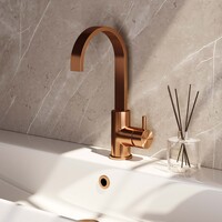 Brauer Brauer Copper Edition Opbouw Wastafelmengkraan met Draaibare Uitloop - Plat - Hoog - Hendel Model B - PVD - Geborsteld Koper
