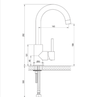 Brauer Brauer Goud Edition Opbouw Wastafelmengkraan met Draaibare Uitloop - Plat- Hoog - Hendel Model B - PVD - Geborsteld Goud