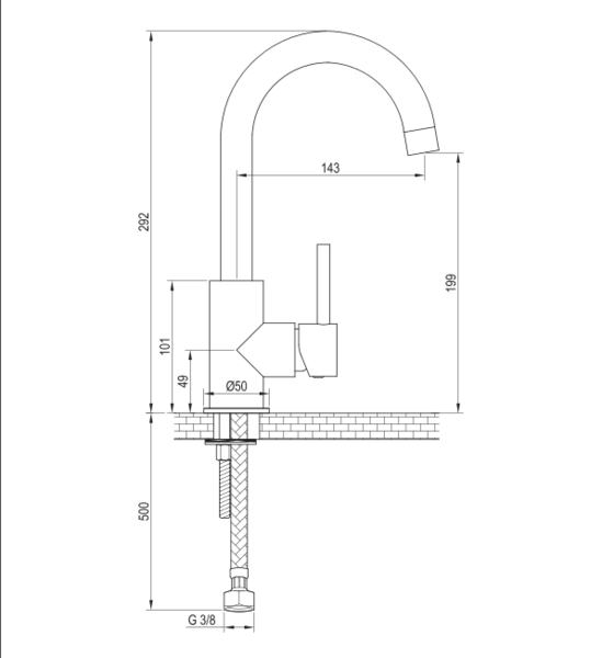 Brauer Brauer Black Edition Opbouw Wastafelmengkraan met Draaibare Platte Uitloop - Model C - Hoog - Hendel - Mat Zwart