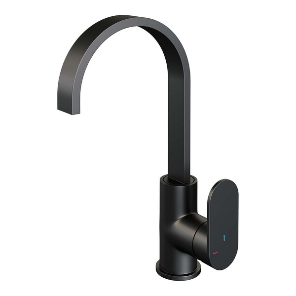 Brauer Brauer Black Edition Opbouw Wastafelmengkraan met Draaibare Uitloop - Plat - Hoog - Hendel Model C - Mat Zwart