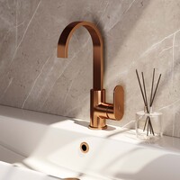 Brauer Brauer Copper Edition Opbouw Wastafelmengkraan met Draaibare Uitloop - Plat - Hoog - Hendel Model C - PVD - Geborsteld Koper