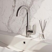 Brauer Brauer Brushed Edition Opbouw Wastafelmengkraan met Draaibare Uitloop - Plat - Hoog - Hendel Model C - PVD - Geborsteld RVS