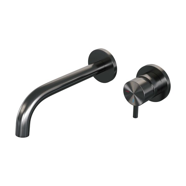Brauer Brauer Gunmetal Edition Inbouw Wastafelmengkraan met Gebogen Uitloop & Rozetten - Model B1 - Hendel Rechts - PVD - Geborsteld Gunmetal