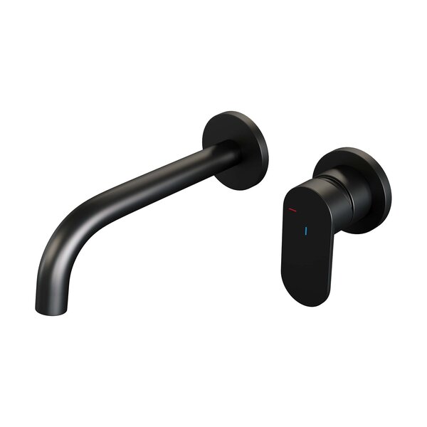 Brauer Brauer Black Edition Inbouw Wastafelmengkraan met Gebogen Uitloop & Rozetten - Model C1 - Hendel Rechts - Mat Zwart