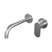 Brauer Brauer Brushed Edition Inbouw Wastafelmengkraan met Gebogen Uitloop & Rozetten - Model C1 - Hendel Rechts - PVD - Geborsteld RVS