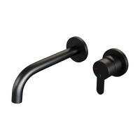 Brauer Brauer Black Edition Inbouw Wastafelmengkraan met Gebogen Uitloop & Rozetten - Model D1 - Hendel Rechts - Mat Zwart
