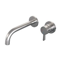 Brauer Brauer Brushed Edition Inbouw Wastafelmengkraan met Gebogen Uitloop & Rozetten - Model E1 - Hendel Rechts - PVD - Geborsteld RVS