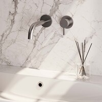 Brauer Brauer Brushed Edition Inbouw Wastafelmengkraan met Gebogen Uitloop & Rozetten - Model E1 - Hendel Rechts - PVD - Geborsteld RVS