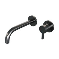 Brauer Brauer Gunmetal Edition Inbouw Wastafelmengkraan met Gebogen Uitloop & Rozetten - Model E1 - Hendel Rechts - PVD - Geborsteld Gunmetal