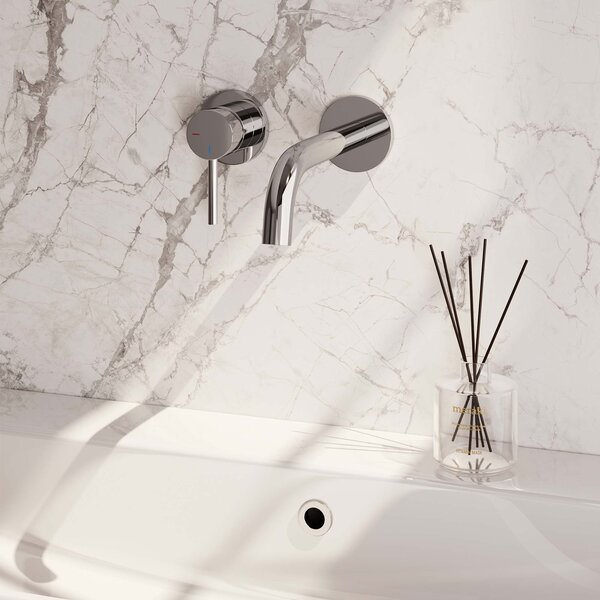 Brauer Brauer Chrome Edition Inbouw Wastafelmengkraan met Gebogen Uitloop & Rozetten - Model A2 - Hendel Links - Chroom