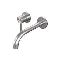 Brauer Brauer Brushed Edition Inbouw Wastafelmengkraan met Gebogen Uitloop & Rozetten - Model A2 - Hendel Links - PVD - Geborsteld RVS
