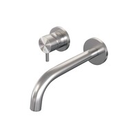Brauer Brauer Brushed Edition Inbouw Wastafelmengkraan met Gebogen Uitloop & Rozetten - Model B2 - Hendel Links - PVD - Geborsteld RVS