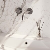 Brauer Brauer Brushed Edition Inbouw Wastafelmengkraan met Gebogen Uitloop & Rozetten - Model B2 - Hendel Links - PVD - Geborsteld RVS