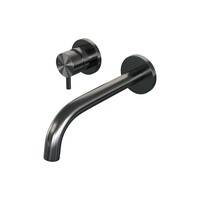 Brauer Brauer Gunmetal Edition Inbouw Wastafelmengkraan met Gebogen Uitloop & Rozetten - Model B2 - Hendel Links - PVD - Geborsteld Gunmetal