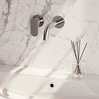 Brauer Brauer Chrome Edition Inbouw Wastafelmengkraan met Gebogen Uitloop & Rozetten - Model C2 - Hendel Links - Chroom