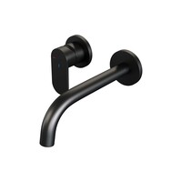 Brauer Brauer Black Edition Inbouw Wastafelmengkraan met Gebogen Uitloop & Rozetten - Model C2 - Hendel Links - Mat Zwart