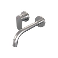 Brauer Brauer Brushed Edition Inbouw Wastafelmengkraan met Gebogen Uitloop & Rozetten - Model C2 - Hendel Links - PVD - Geborsteld RVS