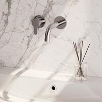 Brauer Brauer Chrome Edition Inbouw Wastafelmengkraan met Gebogen Uitloop & Rozetten - Model D2 - Hendel Links - Chroom
