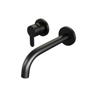 Brauer Brauer Black Edition Inbouw Wastafelmengkraan met Gebogen Uitloop & Rozetten - Model D2 - Hendel Links - Mat Zwart