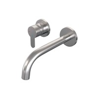 Brauer Brauer Brushed Edition Inbouw Wastafelmengkraan met Gebogen Uitloop & Rozetten - Model D2 - Hendel Links - PVD - Geborsteld RVS