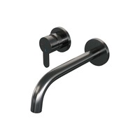 Brauer Brauer Gunmetal Edition Inbouw Wastafelmengkraan met Gebogen Uitloop & Rozetten - Model D2 - Hendel Links - PVD - Geborsteld Gunmetal