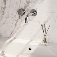 Brauer Brauer Chrome Edition Inbouw Wastafelmengkraan met Gebogen Uitloop & Rozetten - Model E2 - Hendel Links - Chroom