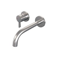 Brauer Brauer Brushed Edition Inbouw Wastafelmengkraan met Gebogen Uitloop & Rozetten - Model E2 - Hendel Links - PVD - Geborsteld RVS