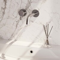 Brauer Brauer Brushed Edition Inbouw Wastafelmengkraan met Gebogen Uitloop & Rozetten - Model E2 - Hendel Links - PVD - Geborsteld RVS