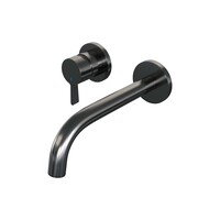 Brauer Brauer Gunmetal Edition Inbouw Wastafelmengkraan met Gebogen Uitloop & Rozetten - Model E2 - Hendel Links - PVD - Geborsteld Gunmetal