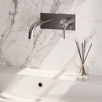 Brauer Brauer Brushed Edition Inbouw Wastafelmengkraan met Gebogen Uitloop & Afdekplaat - Model A1 - Hendel Rechts - PVD - Geborsteld RVS