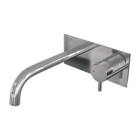 Brauer Brauer Chrome Edition Inbouw Wastafelmengkraan met Gebogen Uitloop & Afdekplaat - Model B1 - Hendel Rechts - Chroom