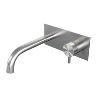 Brauer Brauer Brushed Edition Inbouw Wastafelmengkraan met Gebogen Uitloop & Afdekplaat - Model B1 - Hendel Rechts - PVD - Geborsteld RVS