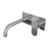 Brauer Brauer Chrome Edition Inbouw Wastafelmengkraan met Gebogen Uitloop & Afdekplaat - Model C1 - Hendel Rechts - Chroom