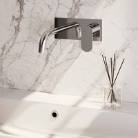 Brauer Brauer Chrome Edition Inbouw Wastafelmengkraan met Gebogen Uitloop & Afdekplaat - Model C1 - Hendel Rechts - Chroom