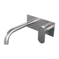 Brauer Brauer Brushed Edition Inbouw Wastafelmengkraan met Gebogen Uitloop & Afdekplaat - Model C1 - Hendel Rechts - PVD - Geborsteld RVS