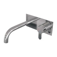 Brauer Brauer Chrome Edition Inbouw Wastafelmengkraan met Gebogen Uitloop & Afdekplaat - Model D1 - Hendel Rechts - Chroom
