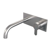 Brauer Brauer Brushed Edition Inbouw Wastafelmengkraan met Gebogen Uitloop & Afdekplaat - Model D1 - Hendel Rechts - PVD - Geborsteld RVS