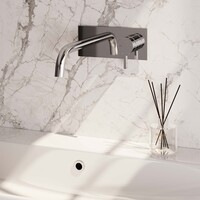Brauer Brauer Chrome Edition Inbouw Wastafelmengkraan met Gebogen Uitloop & Afdekplaat - Model E1 - Hendel Rechts - Chroom