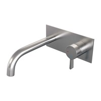 Brauer Brauer Brushed Edition Inbouw Wastafelmengkraan met Gebogen Uitloop & Afdekplaat - Model E1 - Hendel Rechts - PVD - Geborsteld RVS
