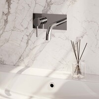 Brauer Brauer Chrome Edition Inbouw Wastafelmengkraan met Gebogen Uitloop & Afdekplaat - Model A2 - Hendel Links - Chroom