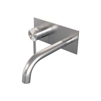 Brauer Brauer Brushed Edition Inbouw Wastafelmengkraan met Gebogen Uitloop & Afdekplaat - Model A2 - Hendel Links - PVD - Geborsteld RVS