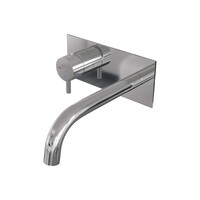 Brauer Brauer Chrome Edition Inbouw Wastafelmengkraan met Gebogen Uitloop & Afdekplaat - Model B2 - Hendel Links - Chroom