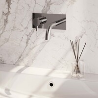 Brauer Brauer Chrome Edition Inbouw Wastafelmengkraan met Gebogen Uitloop & Afdekplaat - Model B2 - Hendel Links - Chroom